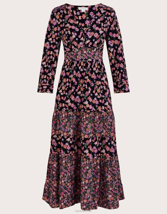 Monsoon نحيف فستان بطبقات بطبعات زهور من لينزينج إيكوفيرو D68H1079 ملابس البرتقالي