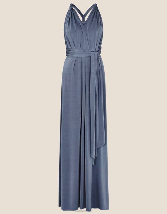 Monsoon نحيف تريسي تويست مي تاي مي فستان ماكسي D68H1086 ملابس أزرق