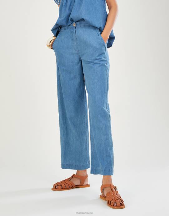 Monsoon نحيف بنطلون جينز قصير من القطن المستدام D68H1092 ملابس أزرق