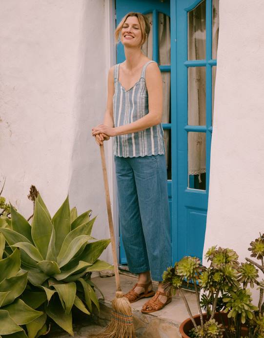 Monsoon نحيف بنطلون جينز قصير من القطن المستدام D68H1092 ملابس أزرق