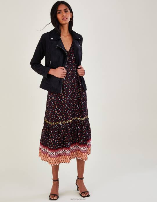 Monsoon نحيف ستايسي آن سويديت راكب الدراجة النارية D68H1094 ملابس أسود