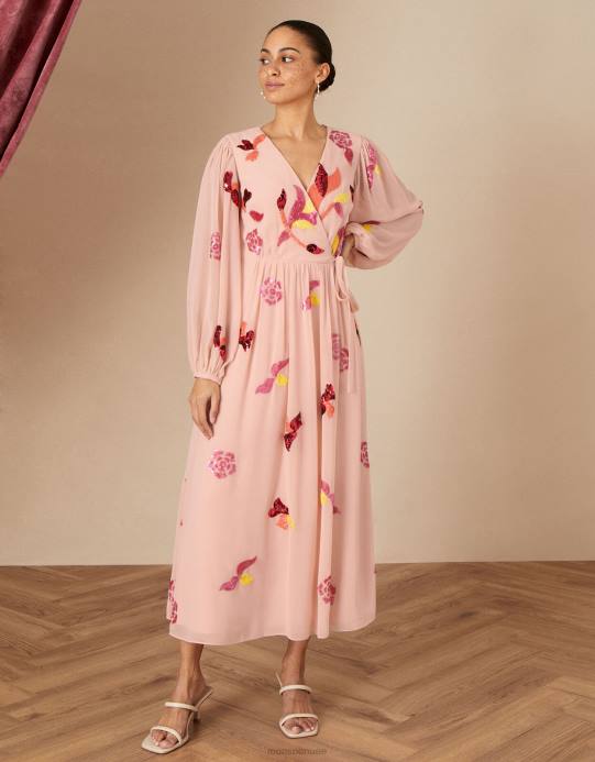 Monsoon نحيف فستان جيني مزين بتصميم ملفوف من البوليستر المعاد تدويره D68H1096 ملابس ناقص