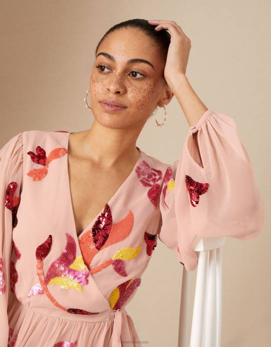 Monsoon نحيف فستان جيني مزين بتصميم ملفوف من البوليستر المعاد تدويره D68H1096 ملابس ناقص