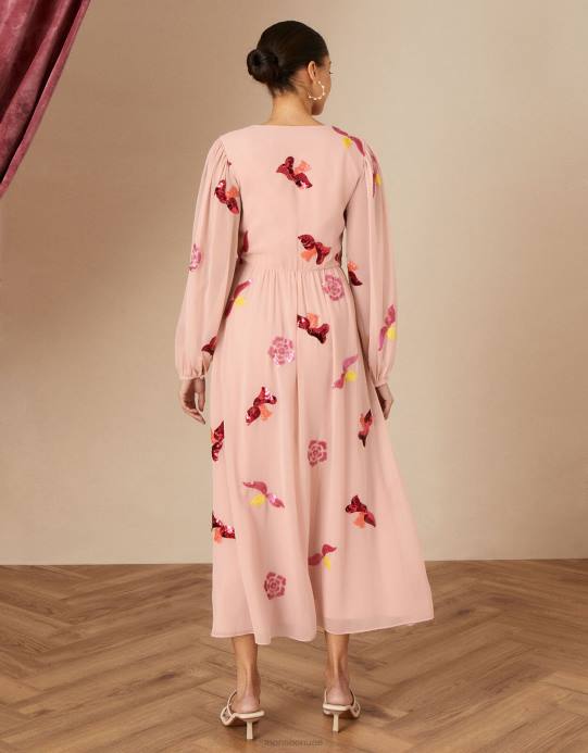 Monsoon نحيف فستان جيني مزين بتصميم ملفوف من البوليستر المعاد تدويره D68H1096 ملابس ناقص