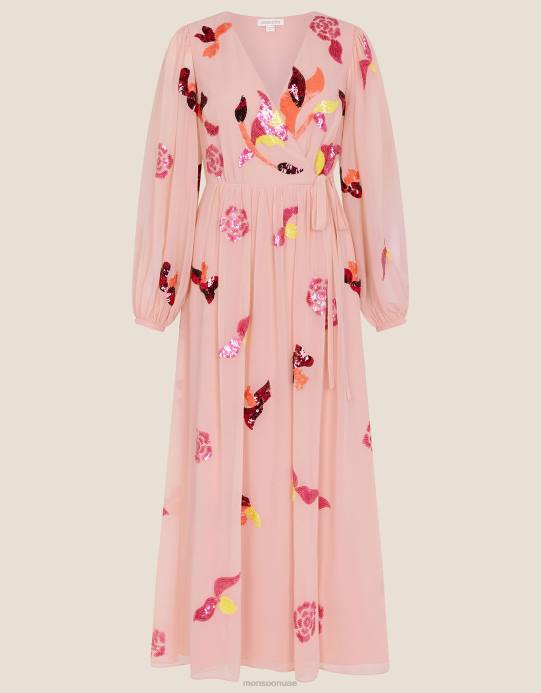 Monsoon نحيف فستان جيني مزين بتصميم ملفوف من البوليستر المعاد تدويره D68H1096 ملابس ناقص