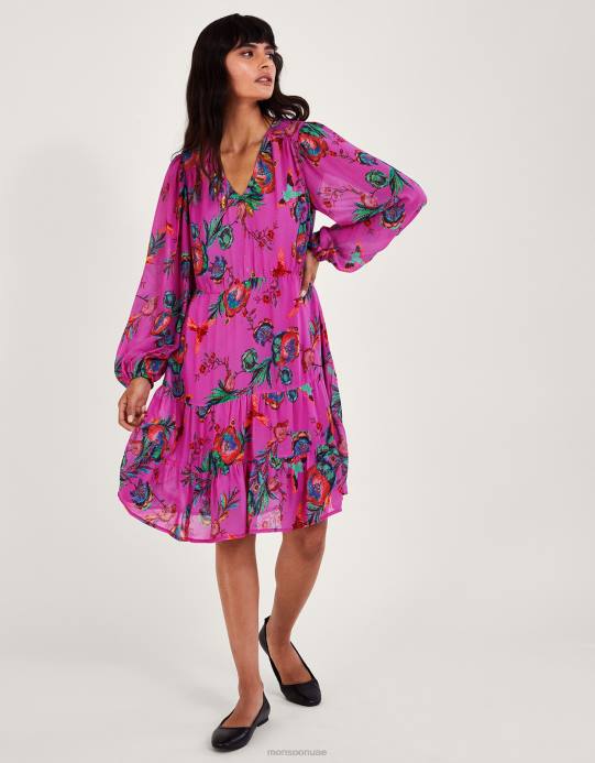 Monsoon نحيف فستان الشاي الأردني D68H11 ملابس لون القرنفل