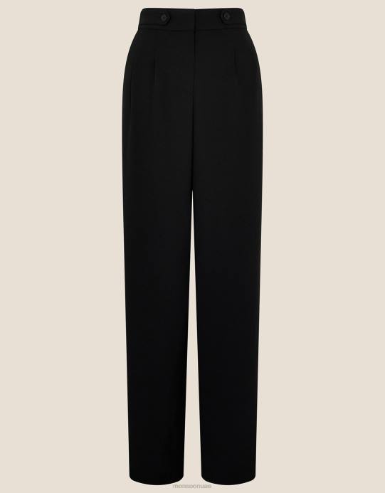 Monsoon نحيف بنطال جيمي واسع الساق مصنوع من البوليستر المعاد تدويره D68H1103 ملابس أسود