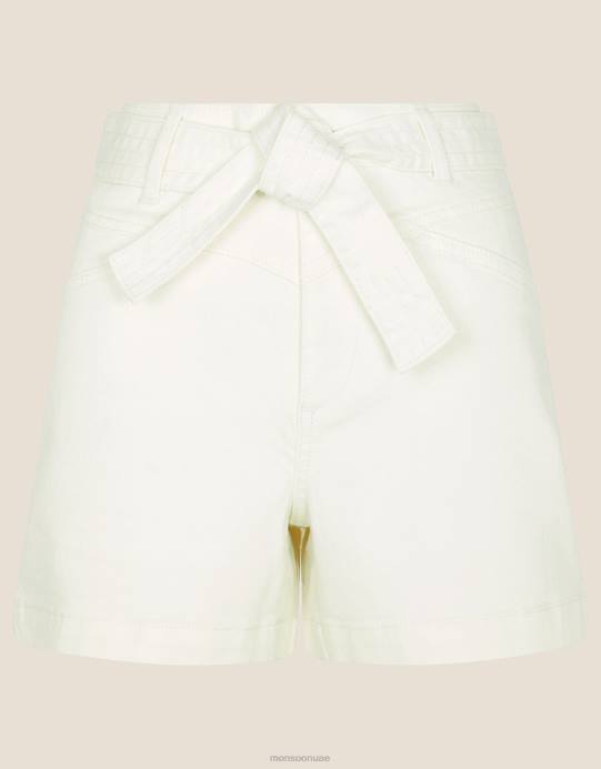 Monsoon نحيف شورت من الدنيم بخصر مربوط مع القطن المستدام D68H1113 ملابس طبيعي (إكرو)