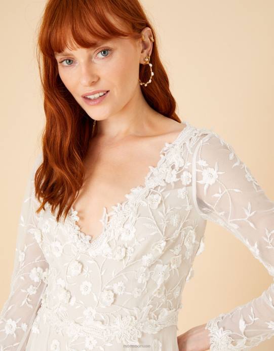 Monsoon نحيف سو منمق فستان الزفاف ماكسي D68H1116 ملابس عاج