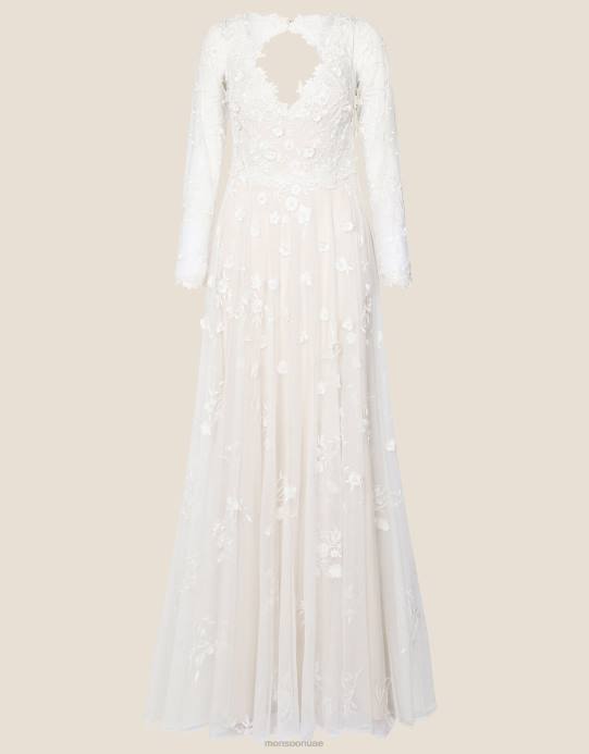 Monsoon نحيف سو منمق فستان الزفاف ماكسي D68H1116 ملابس عاج