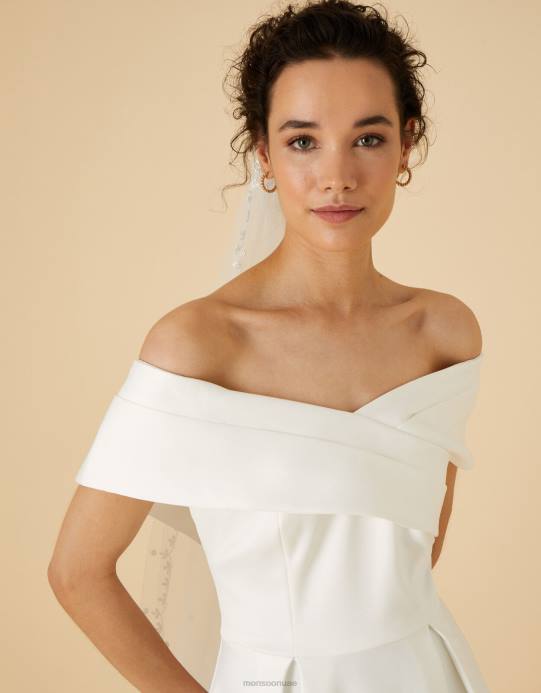 Monsoon نحيف ميراندا باردو فستان الزفاف ميدي D68H1126 ملابس عاج