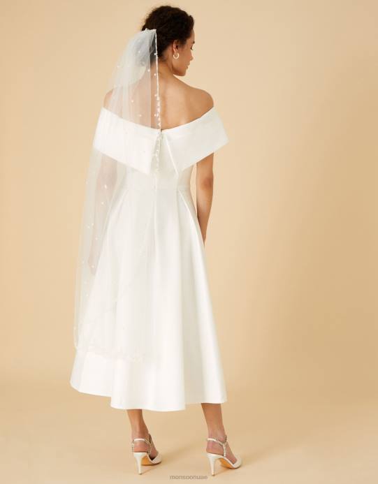 Monsoon نحيف ميراندا باردو فستان الزفاف ميدي D68H1126 ملابس عاج