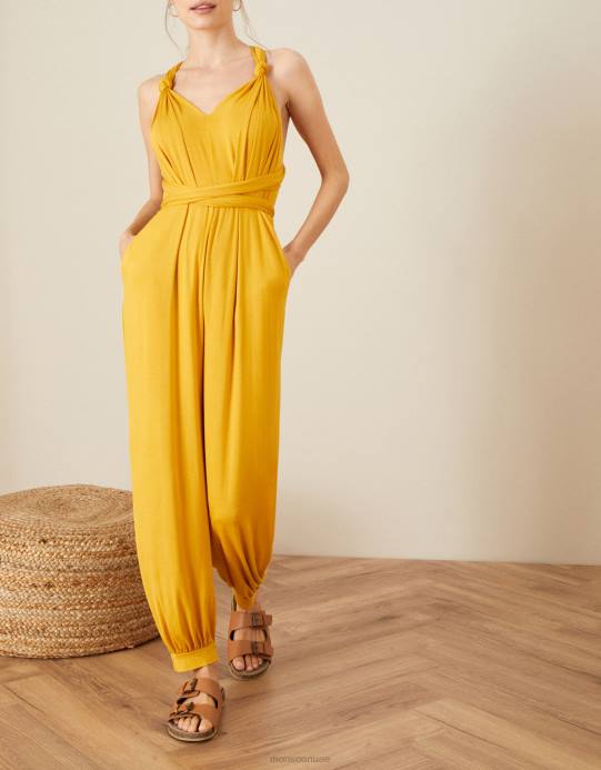 Monsoon نحيف تينا تويست مي بذلة التعادل D68H1128 ملابس المغرة الصفراء)