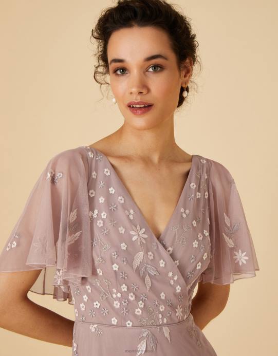 Monsoon نحيف فستان روندا ماكسي مزين D68H1129 ملابس بني (موكا)