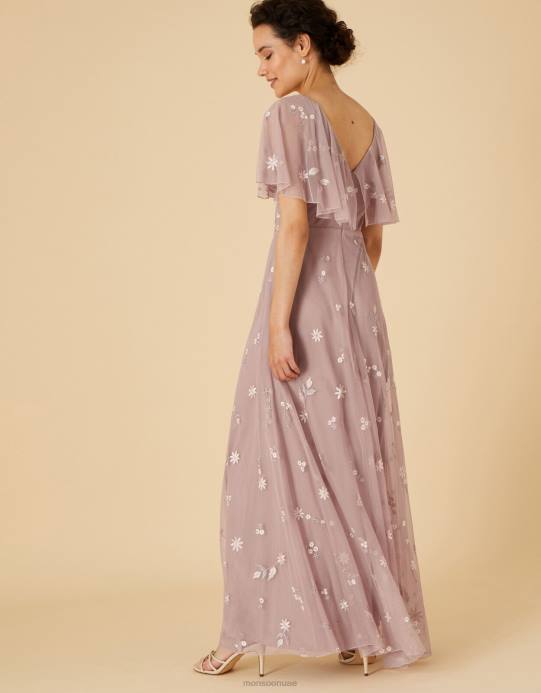 Monsoon نحيف فستان روندا ماكسي مزين D68H1129 ملابس بني (موكا)