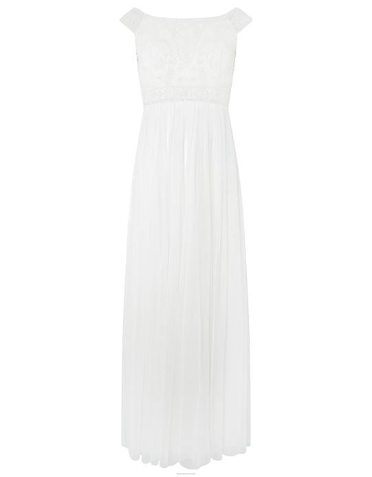 Monsoon نحيف فستان زفاف باردو مزين من إيميلين D68H1130 ملابس عاج