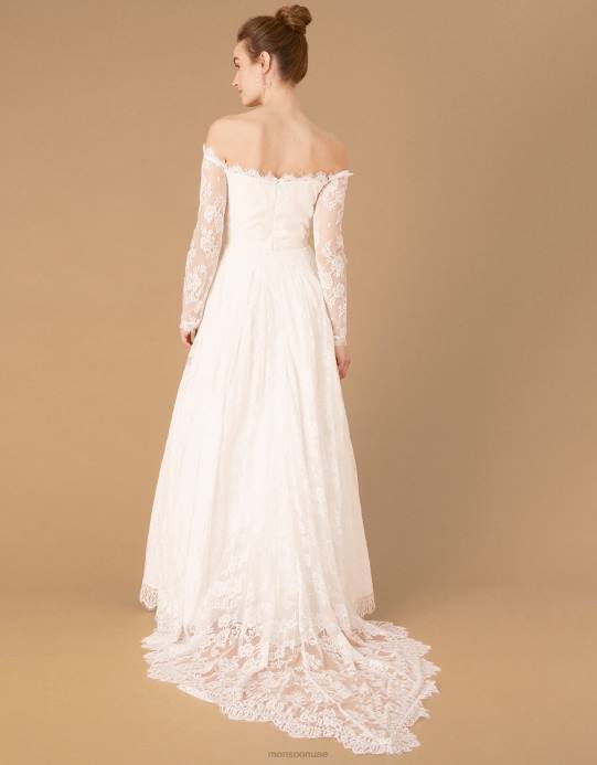 Monsoon نحيف فستان سيسيلي طويل من الدانتيل باردو D68H1131 ملابس عاج