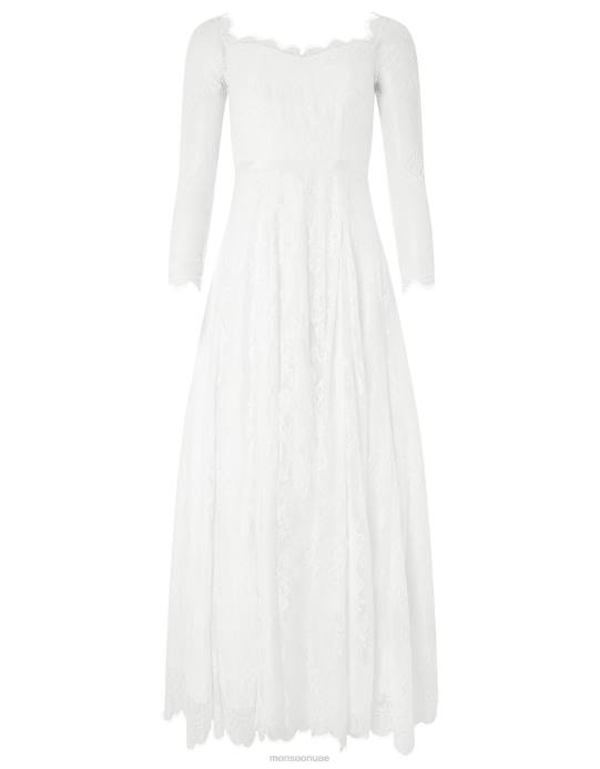 Monsoon نحيف فستان سيسيلي طويل من الدانتيل باردو D68H1131 ملابس عاج