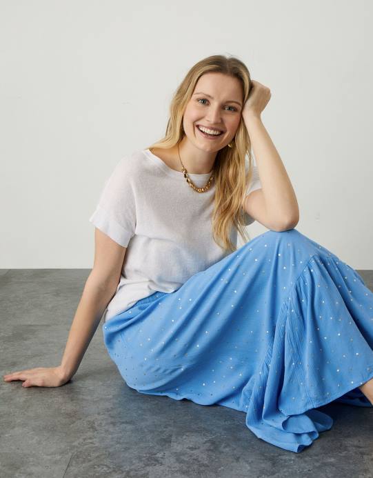 Monsoon نحيف تنورة ماكسي من رقائق بوهو D68H1134 ملابس أزرق