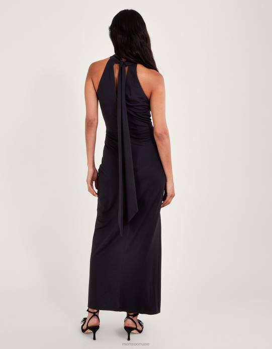 Monsoon نحيف فستان كارلي الصدار D68H113 ملابس أسود