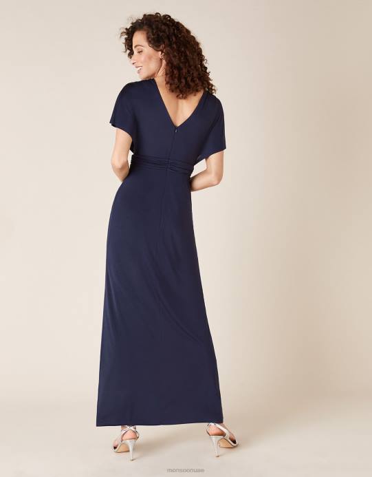 Monsoon نحيف فستان ماكسي جيرسي من جيسيكا سلينكي D68H1145 ملابس الأزرق الداكن)