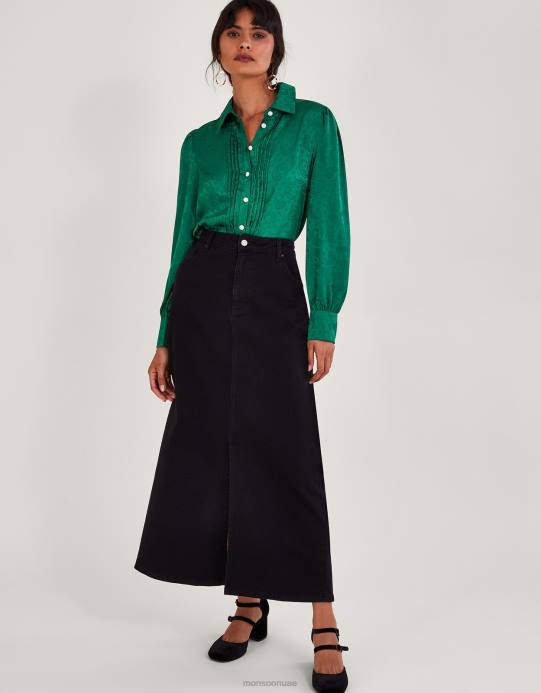 Monsoon نحيف بلوزة صوفي جاكار D68H114 ملابس أخضر