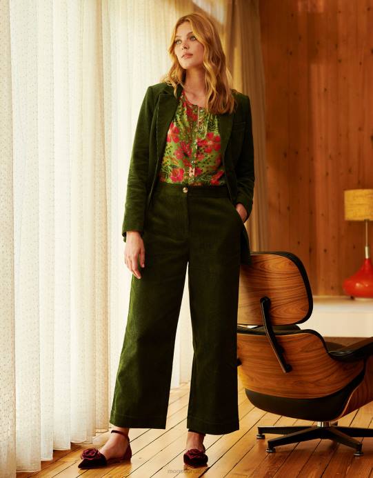 Monsoon نحيف سروال بدلة واسع الساق D68H115 ملابس أخضر