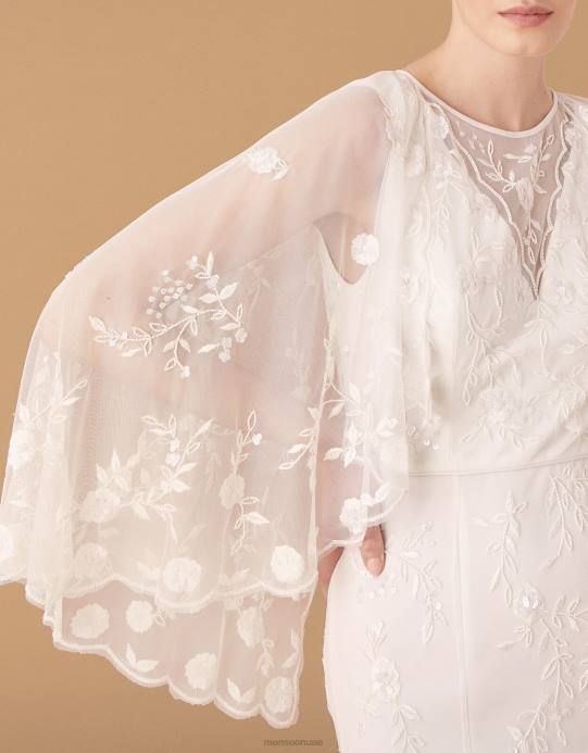 Monsoon نحيف فستان الزفاف ذو الرأس الزهري من زوي D68H1150 ملابس عاج