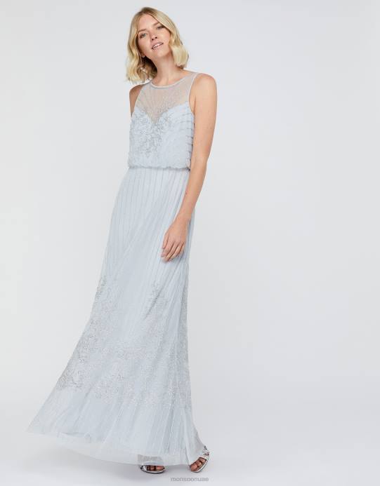 Monsoon نحيف فستان بيلا ماكسي مزين D68H1152 ملابس أزرق