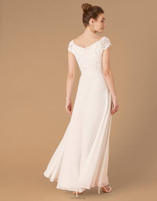 Monsoon نحيف فستان زفاف باردو من الدانتيل من سلون D68H1153 ملابس عاج