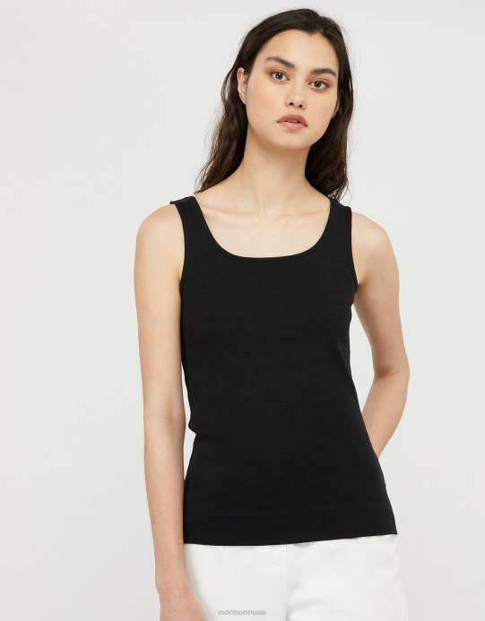 Monsoon نحيف سترة جيرسي برقبة مربعة D68H1163 ملابس أسود