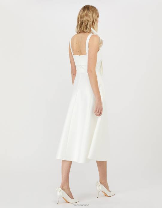 Monsoon نحيف فستان زفاف كاري بو من الساتان ميدي D68H1166 ملابس عاج