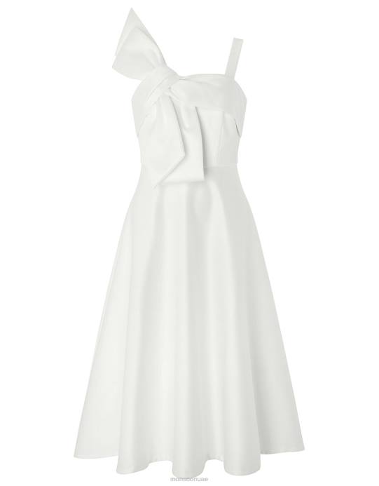 Monsoon نحيف فستان زفاف كاري بو من الساتان ميدي D68H1166 ملابس عاج