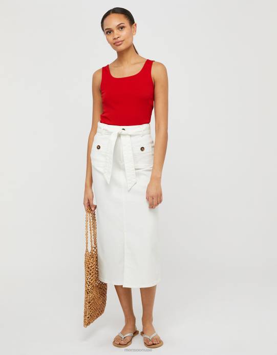 Monsoon نحيف سترة جيرسي برقبة مربعة D68H1172 ملابس أحمر