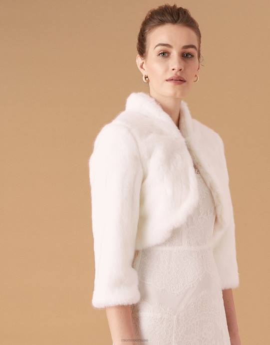 Monsoon نحيف سترة زفاف من الفرو الصناعي من ماريا D68H1173 ملابس عاج