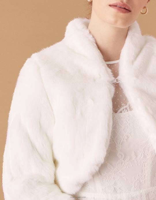 Monsoon نحيف سترة زفاف من الفرو الصناعي من ماريا D68H1173 ملابس عاج