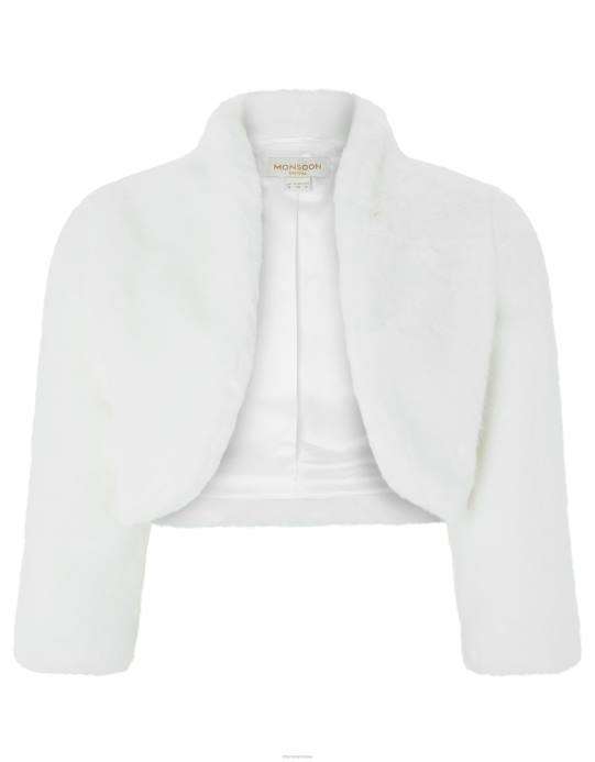 Monsoon نحيف سترة زفاف من الفرو الصناعي من ماريا D68H1173 ملابس عاج