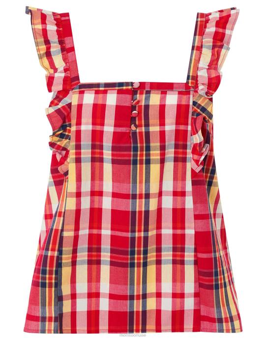 Monsoon نحيف نيلا قميص كامي مربع من القطن العضوي D68H1177 ملابس أحمر