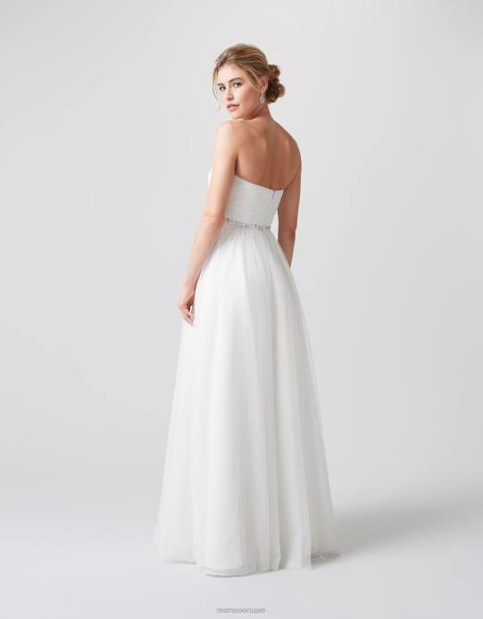Monsoon نحيف فستان زفاف كلارا مزين D68H1180 ملابس عاج