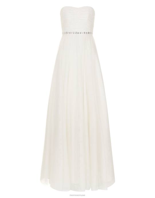 Monsoon نحيف فستان زفاف كلارا مزين D68H1180 ملابس عاج