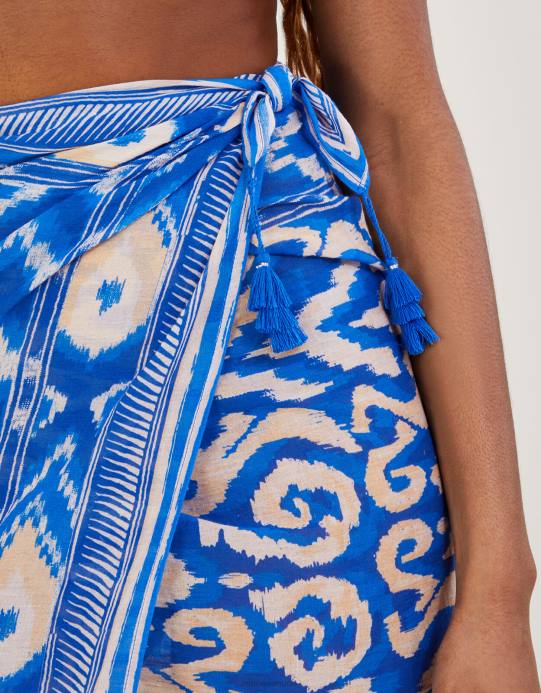 Monsoon نحيف ردائه طباعة إيكات D68H1184 ملابس أزرق