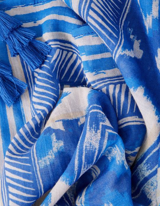 Monsoon نحيف ردائه طباعة إيكات D68H1184 ملابس أزرق