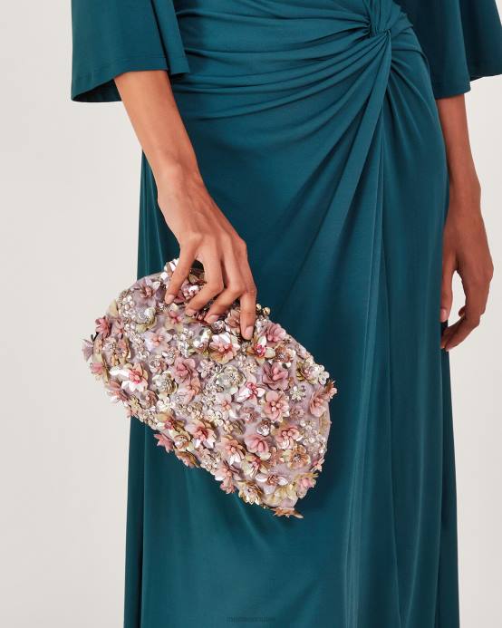 Monsoon نحيف حقيبة كلاتش مطرزة بالأزهار D68H1187 ملحق موضة