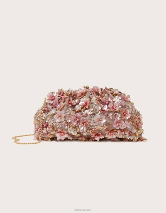 Monsoon نحيف حقيبة كلاتش مطرزة بالأزهار D68H1187 ملحق موضة