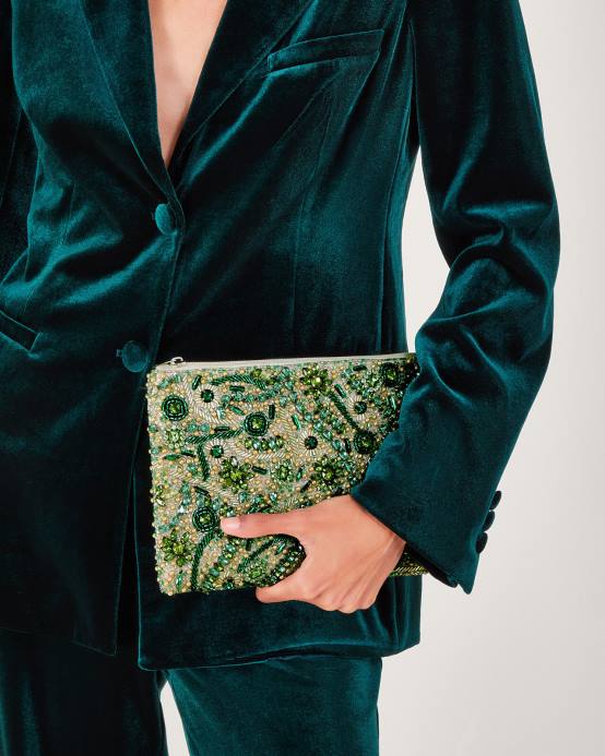 Monsoon نحيف حقيبة مخلب مطرز D68H1190 ملحق رشيقة