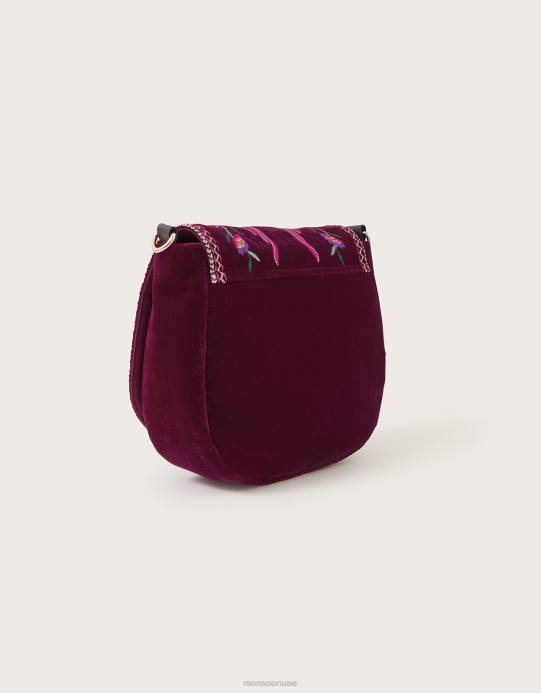 Monsoon نحيف حقيبة مخملية مطرزة على شكل طائر D68H1197 ملحق موضة