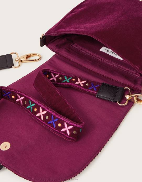 Monsoon نحيف حقيبة مخملية مطرزة على شكل طائر D68H1197 ملحق موضة