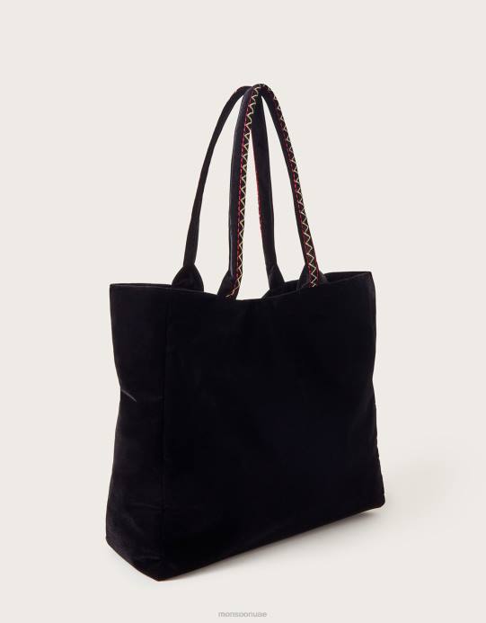 Monsoon نحيف حقيبة يد بياتريس بيرد مخملية مطرزة D68H1198 ملحق موضة