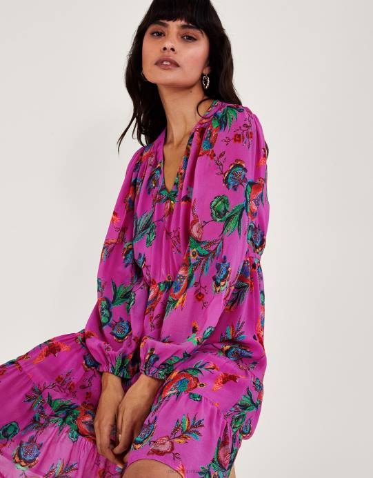 Monsoon نحيف فستان الشاي الأردني D68H11 ملابس لون القرنفل