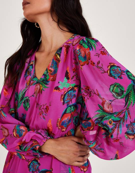 Monsoon نحيف فستان الشاي الأردني D68H11 ملابس لون القرنفل